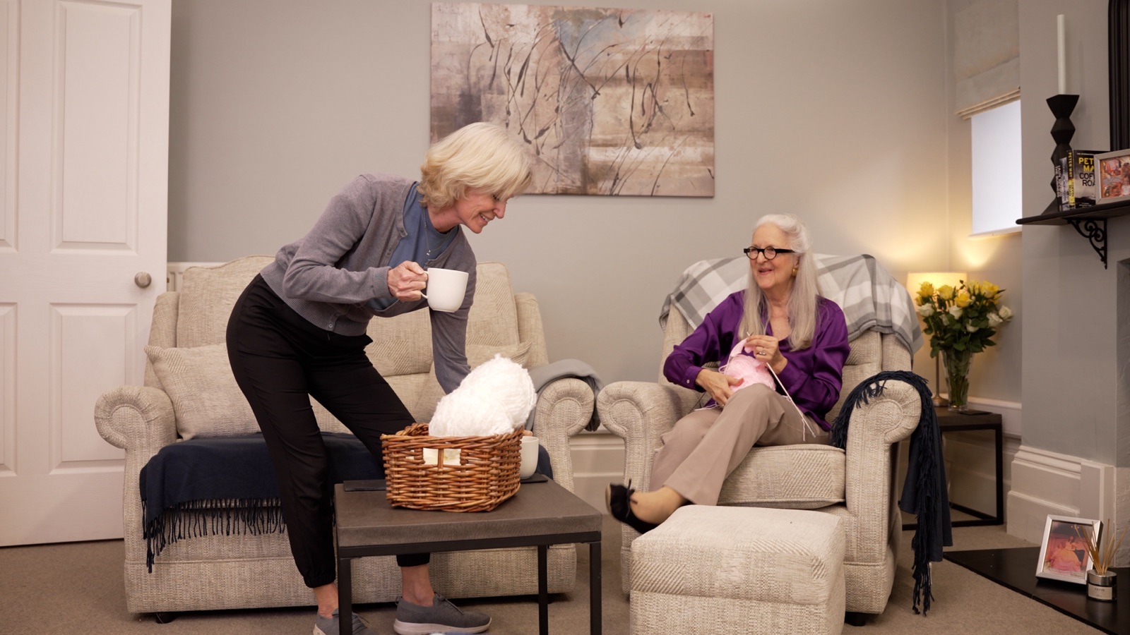 Two women enjoying time together at home